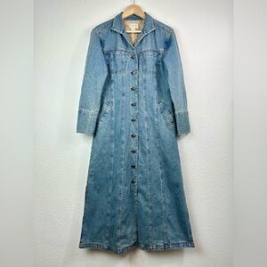 Vintage J Jill Denim Western Trench Coat Duster Jacket